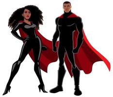 Super heroi casal Preto em branco vetor