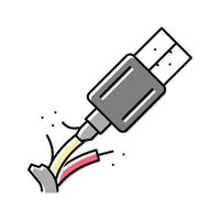 ilustração vetorial de ícone de cor usb de cabo quebrado vetor