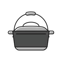 fundida ferro holandês forno cozinha utensílios de cozinha cor ícone vetor ilustração