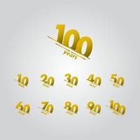 100 anos comemoração de aniversário ilustração ouro linha modelo design vetor