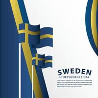 ilustração de design de modelo vetorial feliz celebração do dia da independência da Suécia vetor