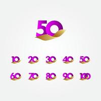 Ilustração de design de modelo vetorial celebração roxa de aniversário de 50 anos vetor