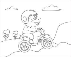 engraçado animal e motocicleta engraçado animal desenho animado, vetor ilustração. criativo vetor infantil fundo para tecido, têxtil, berçário papel de parede, poster, cartão, folheto. e de outros decoração.