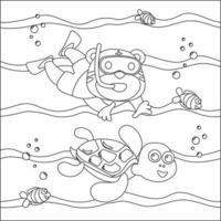 vetor ilustração do pequeno cavalo dirigindo submarino com desenho animado  estilo, infantil Projeto para crianças atividade coloração livro ou página.  21472164 Vetor no Vecteezy
