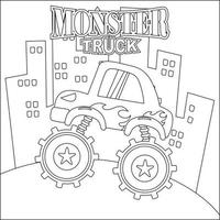vetor ilustração do monstro caminhão com desenho animado estilo. infantil Projeto para crianças atividade coloração livro ou página.