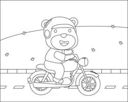 engraçado animal e motocicleta engraçado animal desenho animado, vetor ilustração. criativo vetor infantil fundo para tecido, têxtil, berçário papel de parede, poster, cartão, folheto. e de outros decoração.