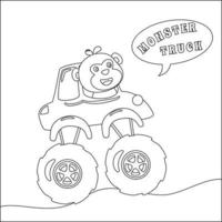 vetor ilustração do monstro caminhão com animal motorista. desenho animado isolado vetor ilustração, criativo vetor infantil Projeto para crianças atividade coloração livro ou página.