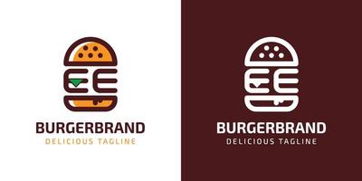 carta ee hamburguer logotipo, adequado para qualquer o negócio relacionado para hamburguer com e ou ee iniciais. vetor