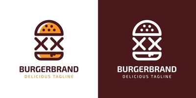 carta xx hamburguer logotipo, adequado para qualquer o negócio relacionado para hamburguer com x ou xx iniciais. vetor