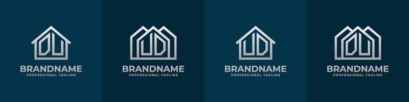 carta du e ud casa logotipo definir. adequado para qualquer o negócio relacionado para casa, real Estado, construção, interior com du ou ud iniciais. vetor