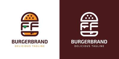 carta ff hamburguer logotipo, adequado para qualquer o negócio relacionado para hamburguer com f ou ff iniciais. vetor