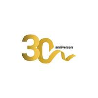 Ilustração de design de modelo de vetor de fita de ouro comemoração de aniversário de 30 anos