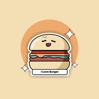 mão desenhado fofa hamburguer ilustração adesivos vetor