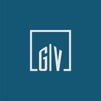 gv inicial monograma logotipo real Estado dentro retângulo estilo Projeto vetor