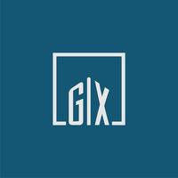 gx inicial monograma logotipo real Estado dentro retângulo estilo Projeto vetor