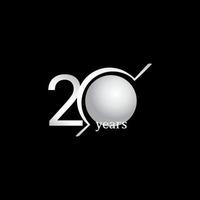 Ilustração de design de modelo de vetor branco círculo de celebração de aniversário de 20 anos