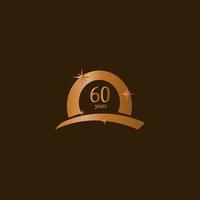 60 anos de celebração de aniversário de ouro marrom ilustração de design de modelo de vetor