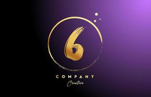 dourado dourado 6 número carta logotipo ícone Projeto com pontos e círculo. grunge criativo gradiente modelo para companhia e o negócio vetor