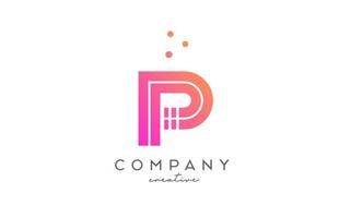 p Rosa alfabeto carta logotipo com linhas e pontos. corporativo criativo modelo Projeto para o negócio e companhia vetor