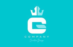 g azul pastel alfabeto carta logotipo ícone Projeto com rei coroa. criativo modelo para o negócio e companhia vetor