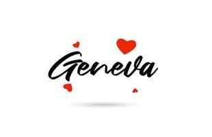Genebra escrito a mão cidade tipografia texto com amor coração vetor