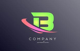 verde Rosa b alfabeto carta logotipo ícone com swoosh. criativo modelo Projeto para o negócio e companhia vetor