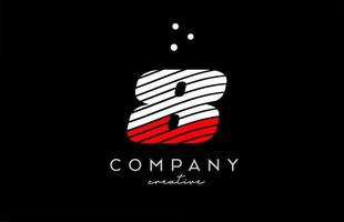 8 número logotipo com vermelho branco linhas e pontos. corporativo criativo modelo Projeto para o negócio e companhia vetor