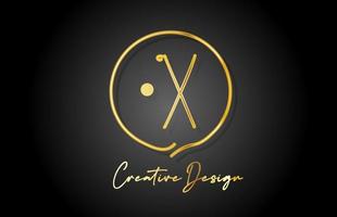 x ouro amarelo alfabeto carta logotipo ícone Projeto com luxo vintage estilo. dourado criativo modelo para companhia e o negócio vetor