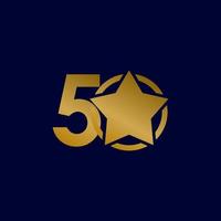 50 anos de aniversário estrela ouro celebração modelo ilustração vetorial vetor