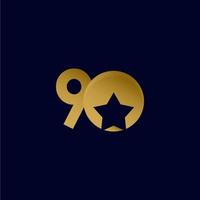 90 anos de aniversário estrela bola ouro celebração modelo ilustração vetorial vetor