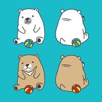 Urso vetor polar Urso ícone bola logotipo ilustração personagem desenho animado conjunto rabisco