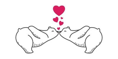 Urso vetor polar Urso ícone logotipo beijo coração namorados ilustração desenho animado personagem