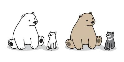 Urso vetor polar Urso logotipo ícone sentado gato ilustração personagem desenho animado
