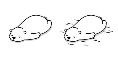 Urso polar Urso vetor ícone sonolento ilustração personagem desenho animado rabisco