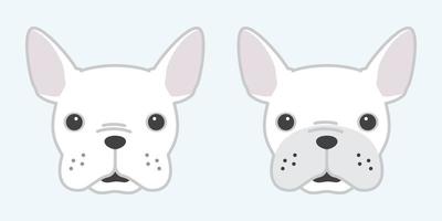 cachorro vetor francês buldogue ícone logotipo cabeça face desenho animado ilustração personagem branco