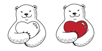 Urso vetor polar Urso ícone logotipo abraço coração namorados ilustração desenho animado personagem