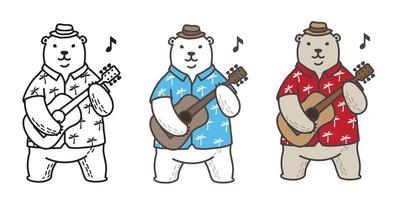 Urso vetor polar Urso ícone logotipo jogar guitarra ilustração desenho animado personagem