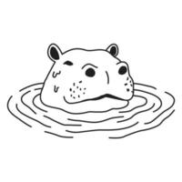 hipopótamo vetor hipopótamo ícone logotipo nadar desenho animado personagem ilustração rabisco