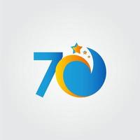 70 anos de aniversário estrela traço azul celebração ilustração vetorial modelo vetor