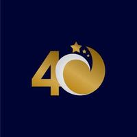 40 anos aniversário estrela traço ouro celebração modelo ilustração vetorial vetor