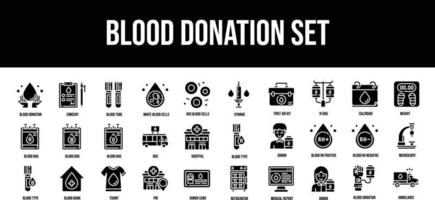 fino linha ícones perfeito pixel sangue doação glifo ícone conjunto vetor