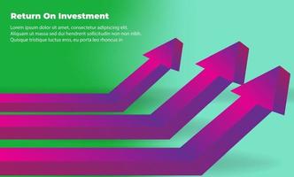 conceito de direção de destino de seta de negócios para o sucesso. retorno sobre o investimento roi. aplicável para promoção, pôster de capa, infográfico, página de destino, ui, ux, persentation, baner, mídia social postada vetor