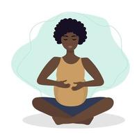 grávida mulher exercício ioga. ilustração dentro plano desenho animado estilo, conceito ilustração para saudável estilo de vida, esporte, exercício. vetor