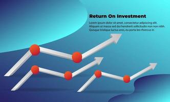 conceito de direção de destino de seta de negócios para o sucesso. retorno sobre o investimento roi. aplicável para promoção, pôster de capa, infográfico, página de destino, ui, ux, persentation, baner, mídia social postada vetor