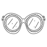 óculos de sol na mão desenham estilo doodle. Isolado em um fundo branco. ilustração em vetor estoque.