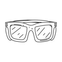 óculos de sol na mão desenham estilo doodle. Isolado em um fundo branco. ilustração em vetor estoque.