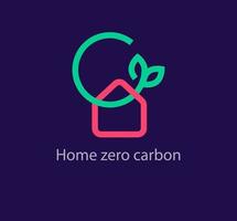 zero carbono casa logotipo. único cor transições. limpar \ limpo energia e eco amigáveis logotipo modelo. vetor