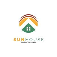 design de ilustração de modelo de logotipo de vetor de ícone de casa do sol