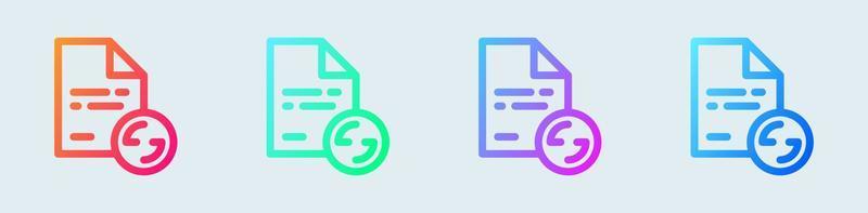 Arquivo transferir linha ícone dentro gradiente cores. dados sinais vetor ilustração.