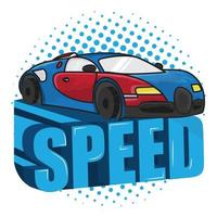 azul carro Projeto e 'velocidade' 3d texto arte vetor ilustração logotipo Projeto para multiuso usar.